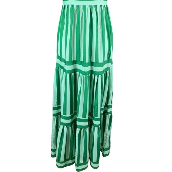 Wits The Label Postiano Striped Tiered Maxi Dress 4 Green White - Picture 4 of 7